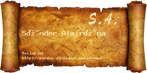 Sándor Almiréna névjegykártya